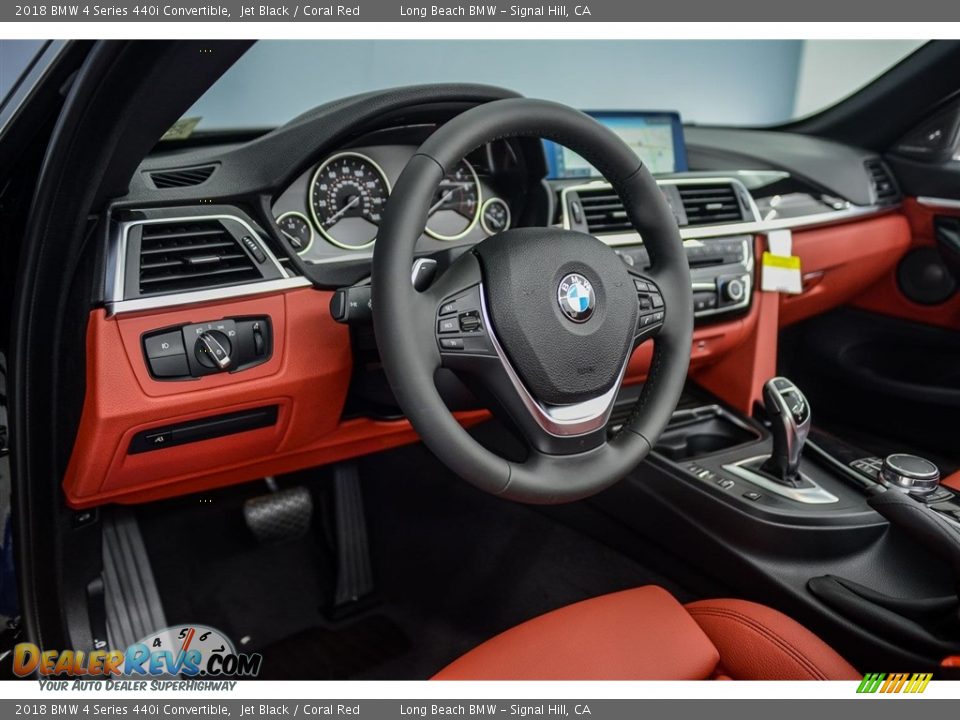 2018 BMW 4 Series 440i Convertible Jet Black / Coral Red Photo #6