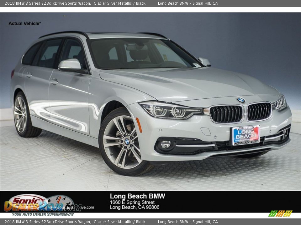 2018 BMW 3 Series 328d xDrive Sports Wagon Glacier Silver Metallic / Black Photo #1