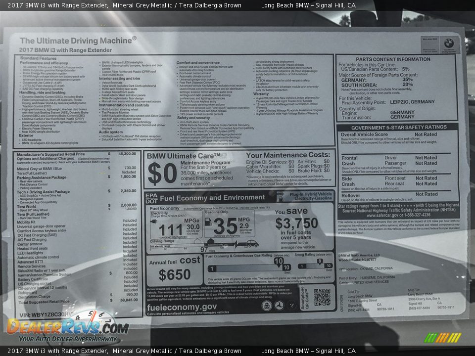 2017 BMW i3 with Range Extender Mineral Grey Metallic / Tera Dalbergia Brown Photo #10