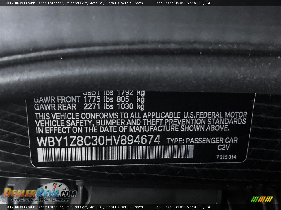 2017 BMW i3 with Range Extender Mineral Grey Metallic / Tera Dalbergia Brown Photo #12