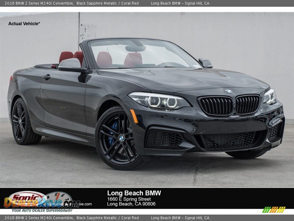 2018 BMW 2 Series M240i Convertible Black Sapphire Metallic / Coral Red Photo #1