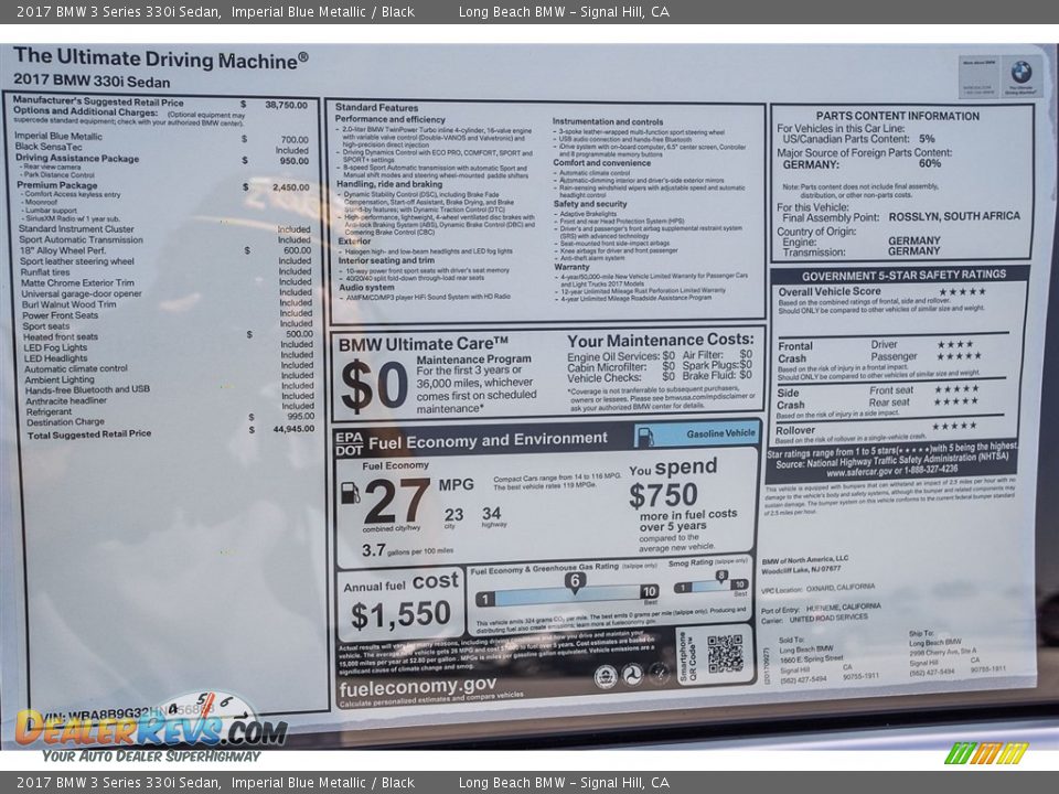 2017 BMW 3 Series 330i Sedan Imperial Blue Metallic / Black Photo #10