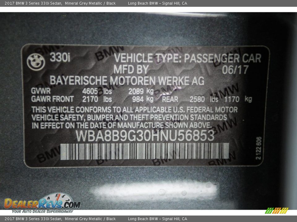 2017 BMW 3 Series 330i Sedan Mineral Grey Metallic / Black Photo #12