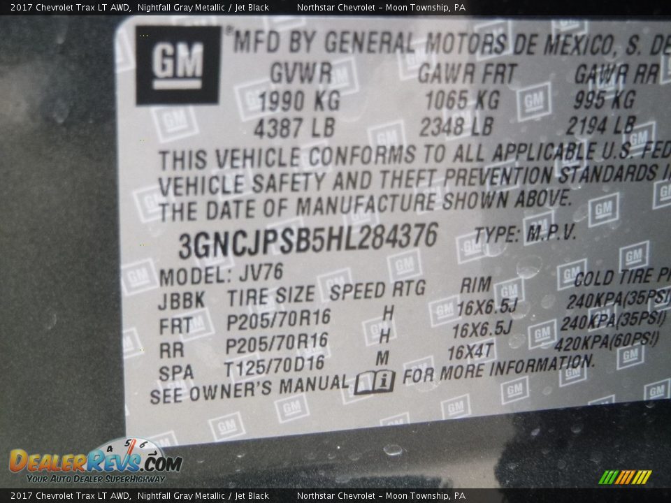 2017 Chevrolet Trax LT AWD Nightfall Gray Metallic / Jet Black Photo #17