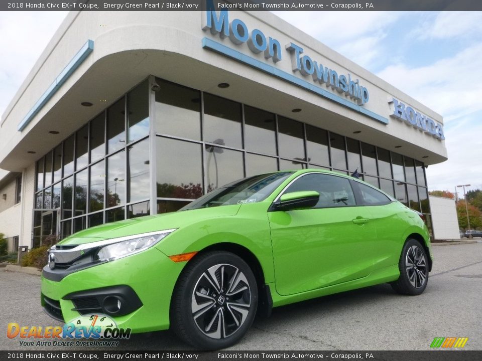 2018 Honda Civic EX-T Coupe Energy Green Pearl / Black/Ivory Photo #1