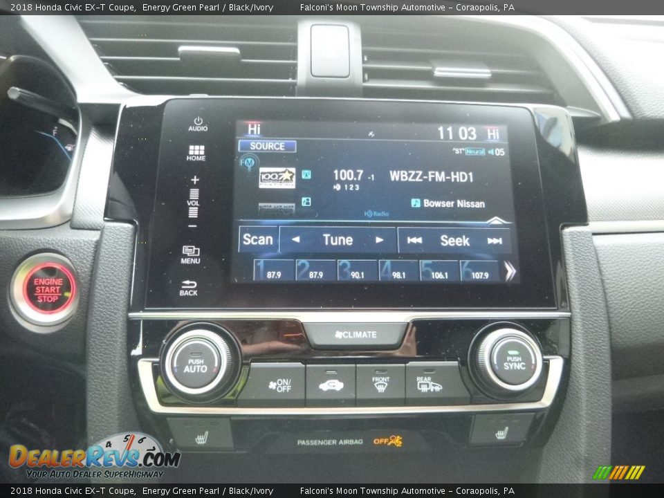 2018 Honda Civic EX-T Coupe Energy Green Pearl / Black/Ivory Photo #13