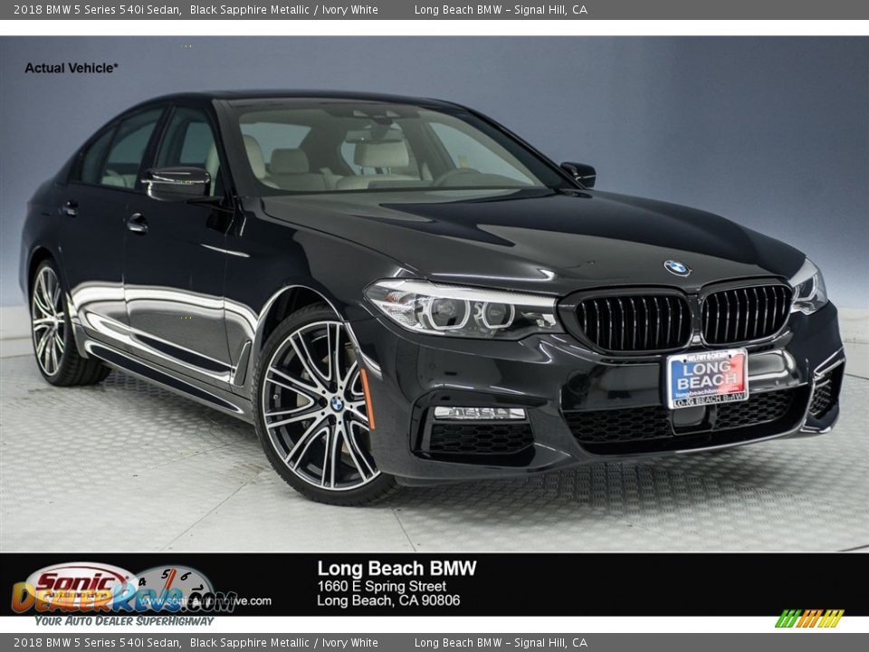 2018 BMW 5 Series 540i Sedan Black Sapphire Metallic / Ivory White Photo #1