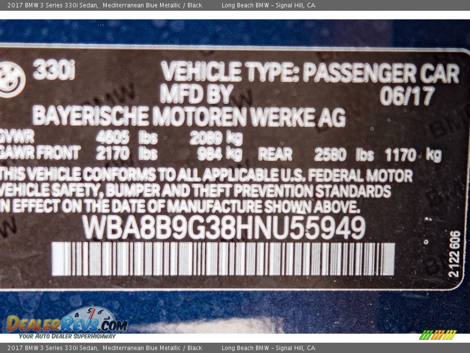 2017 BMW 3 Series 330i Sedan Mediterranean Blue Metallic / Black Photo #10