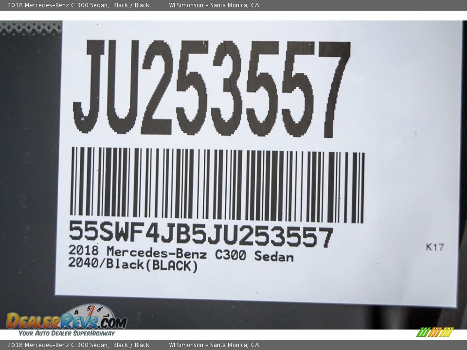 2018 Mercedes-Benz C 300 Sedan Black / Black Photo #10
