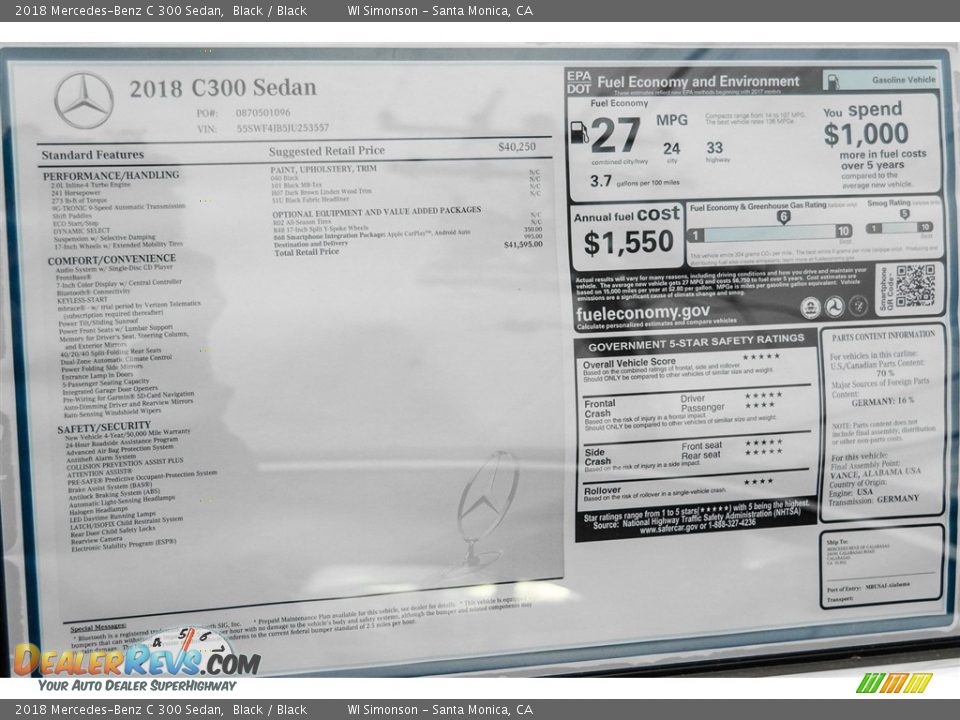 2018 Mercedes-Benz C 300 Sedan Black / Black Photo #11