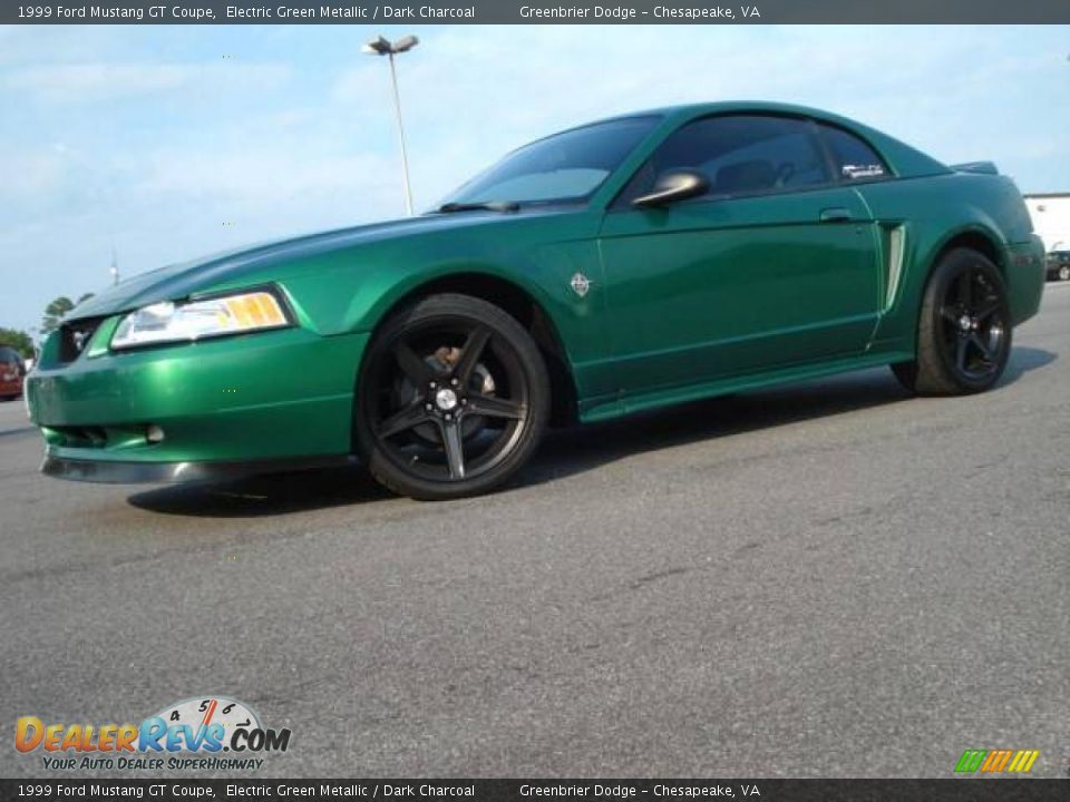 1999 Ford Mustang GT Coupe Electric Green Metallic / Dark Charcoal Photo #3