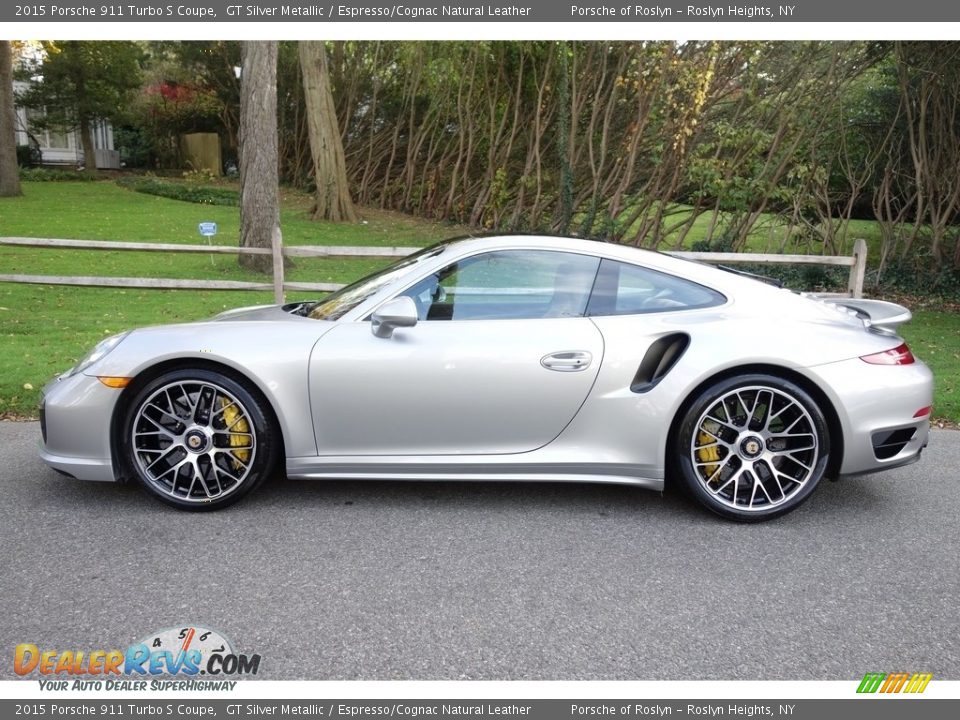 2015 Porsche 911 Turbo S Coupe GT Silver Metallic / Espresso/Cognac Natural Leather Photo #3