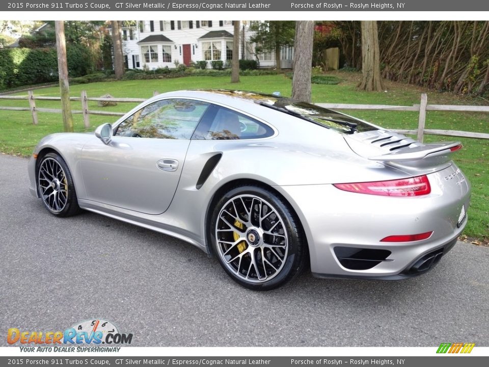 2015 Porsche 911 Turbo S Coupe GT Silver Metallic / Espresso/Cognac Natural Leather Photo #4
