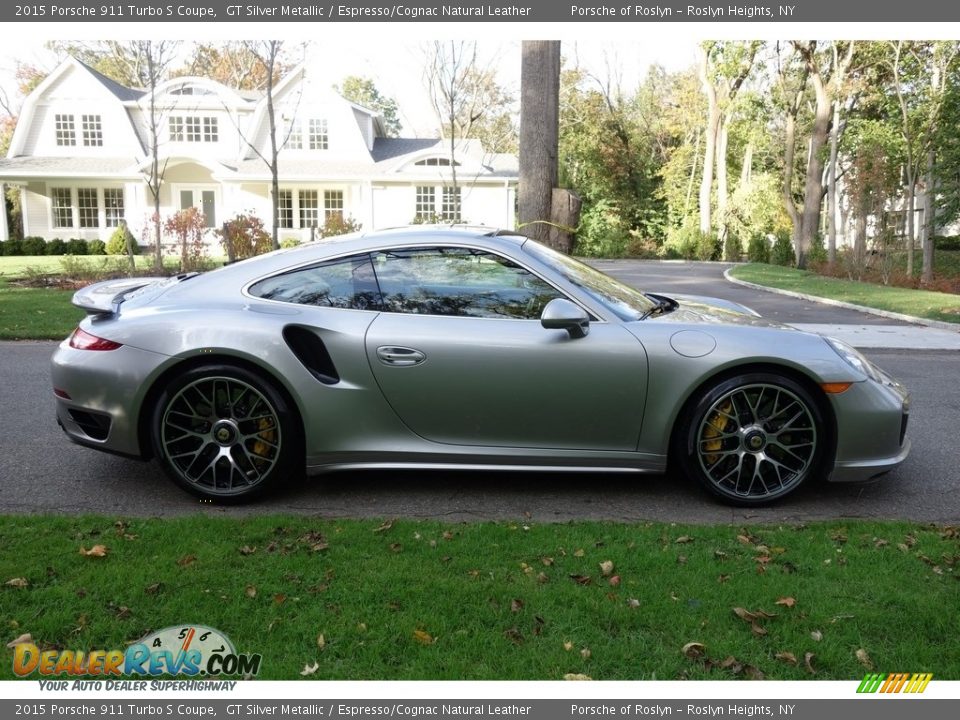 2015 Porsche 911 Turbo S Coupe GT Silver Metallic / Espresso/Cognac Natural Leather Photo #7