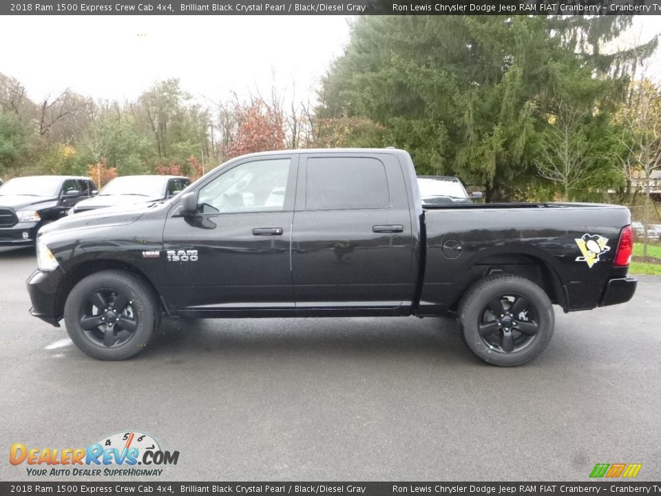 2018 Ram 1500 Express Crew Cab 4x4 Brilliant Black Crystal Pearl / Black/Diesel Gray Photo #2