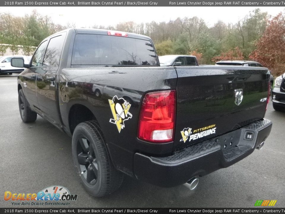 2018 Ram 1500 Express Crew Cab 4x4 Brilliant Black Crystal Pearl / Black/Diesel Gray Photo #3