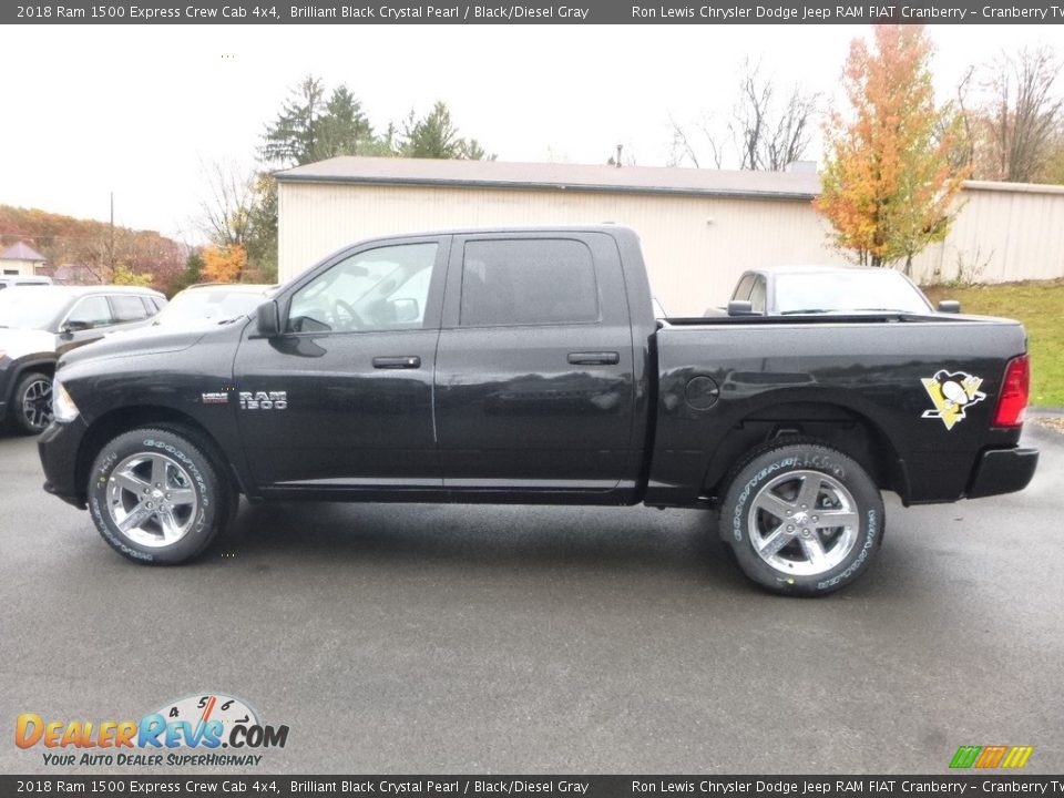 2018 Ram 1500 Express Crew Cab 4x4 Brilliant Black Crystal Pearl / Black/Diesel Gray Photo #2