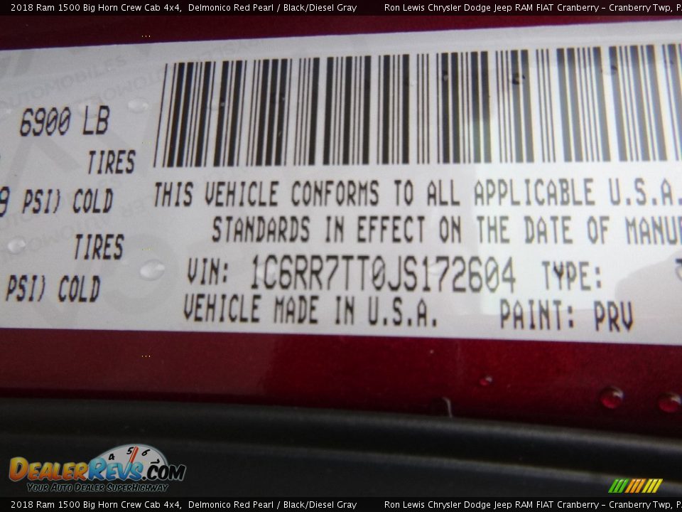 2018 Ram 1500 Big Horn Crew Cab 4x4 Delmonico Red Pearl / Black/Diesel Gray Photo #15