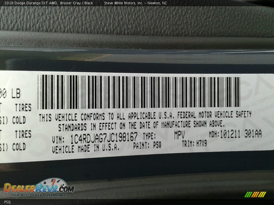 Dodge Color Code PSQ Bruiser Gray