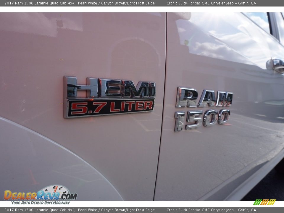 2017 Ram 1500 Laramie Quad Cab 4x4 Pearl White / Canyon Brown/Light Frost Beige Photo #12