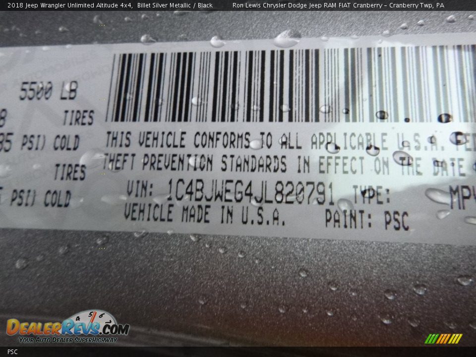 Jeep Color Code PSC Billet Silver Metallic