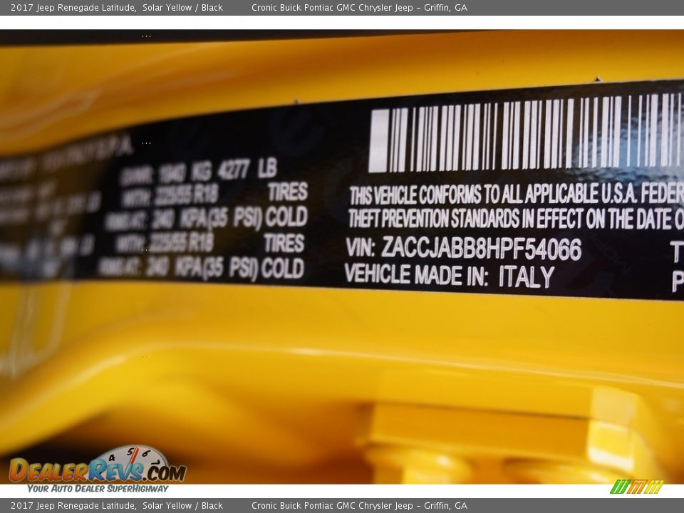 2017 Jeep Renegade Latitude Solar Yellow / Black Photo #15