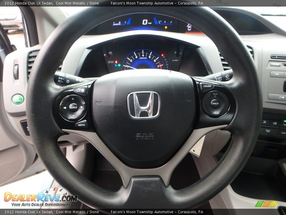 2012 Honda Civic LX Sedan Cool Mist Metallic / Stone Photo #22