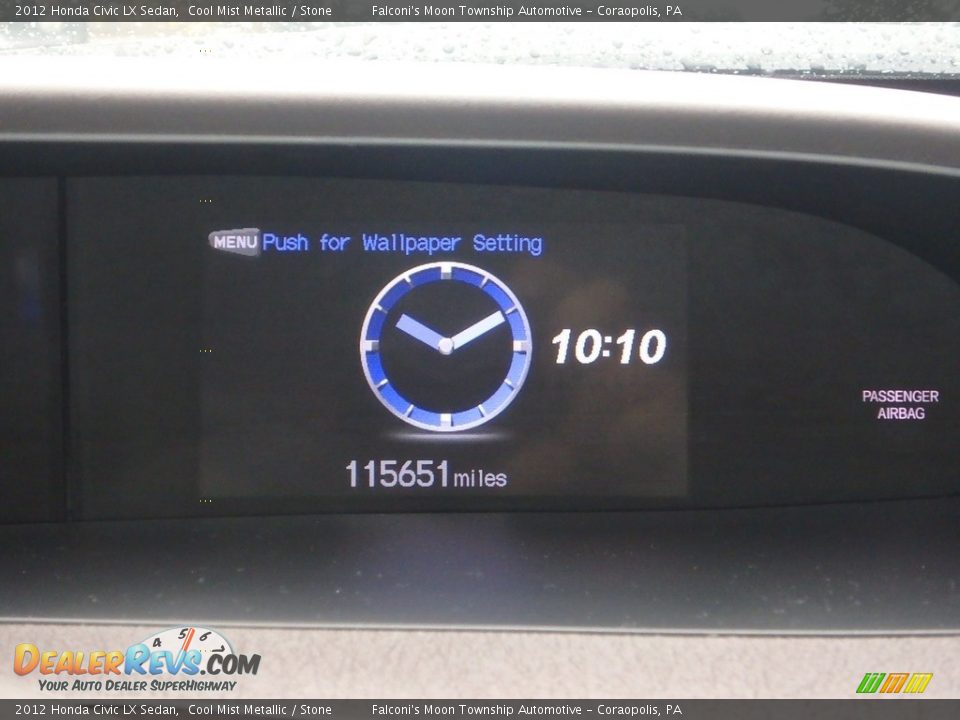 2012 Honda Civic LX Sedan Cool Mist Metallic / Stone Photo #25