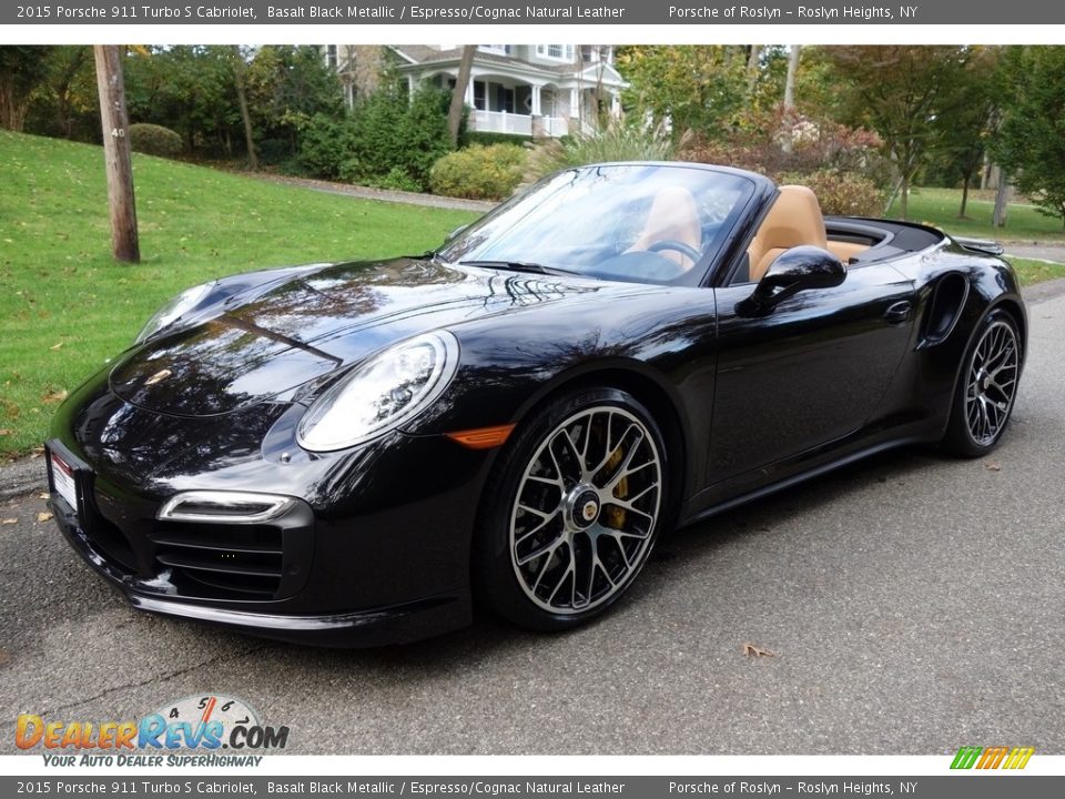 2015 Porsche 911 Turbo S Cabriolet Basalt Black Metallic / Espresso/Cognac Natural Leather Photo #1