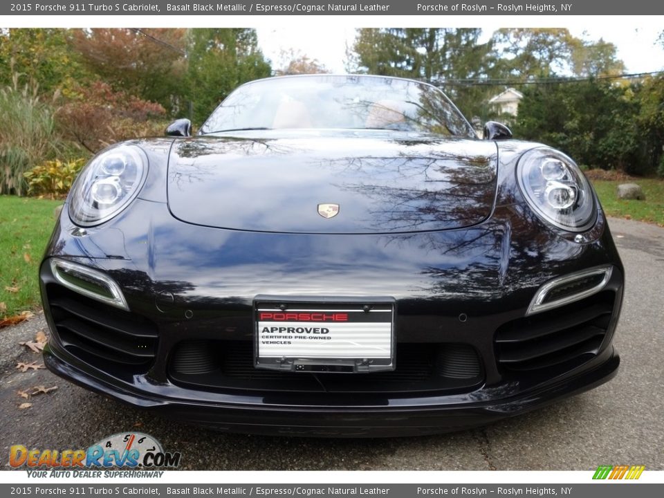 2015 Porsche 911 Turbo S Cabriolet Basalt Black Metallic / Espresso/Cognac Natural Leather Photo #2