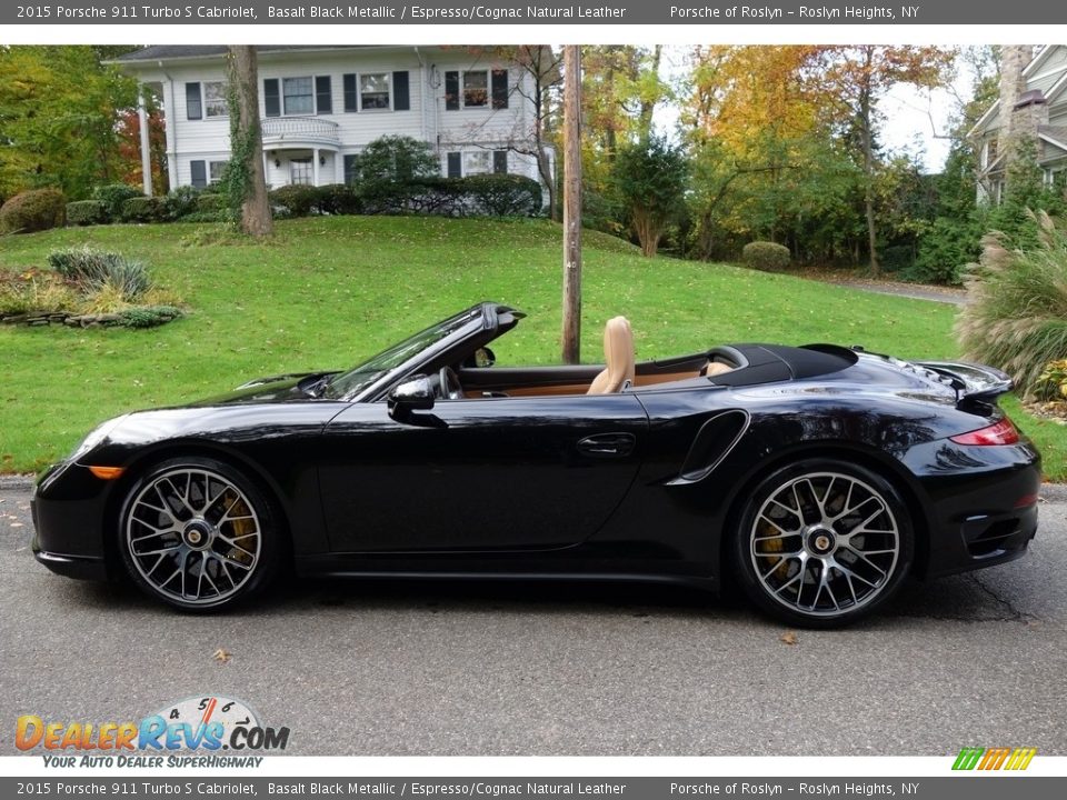2015 Porsche 911 Turbo S Cabriolet Basalt Black Metallic / Espresso/Cognac Natural Leather Photo #3