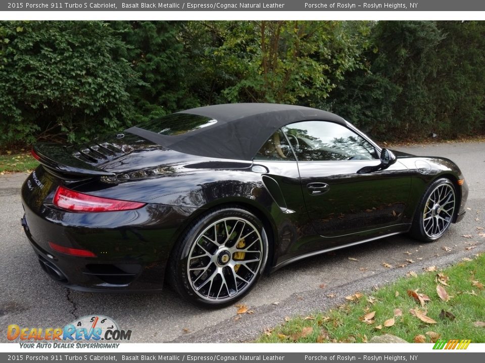 2015 Porsche 911 Turbo S Cabriolet Basalt Black Metallic / Espresso/Cognac Natural Leather Photo #6