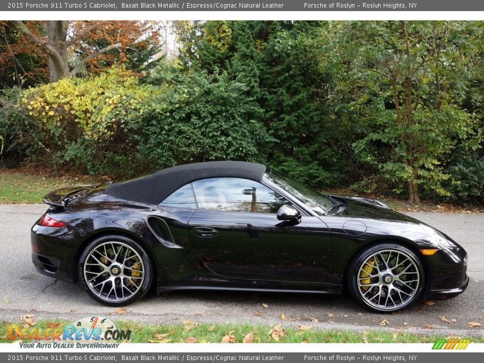 2015 Porsche 911 Turbo S Cabriolet Basalt Black Metallic / Espresso/Cognac Natural Leather Photo #7