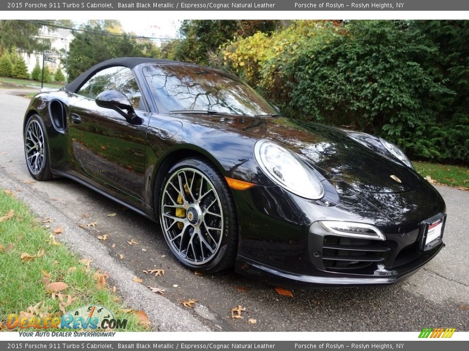2015 Porsche 911 Turbo S Cabriolet Basalt Black Metallic / Espresso/Cognac Natural Leather Photo #8