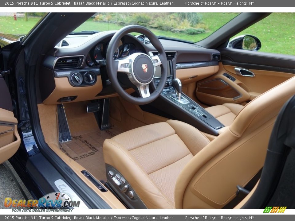 2015 Porsche 911 Turbo S Cabriolet Basalt Black Metallic / Espresso/Cognac Natural Leather Photo #10