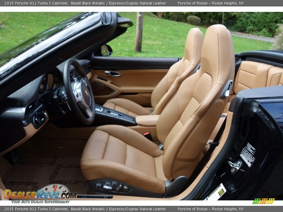 2015 Porsche 911 Turbo S Cabriolet Basalt Black Metallic / Espresso/Cognac Natural Leather Photo #12