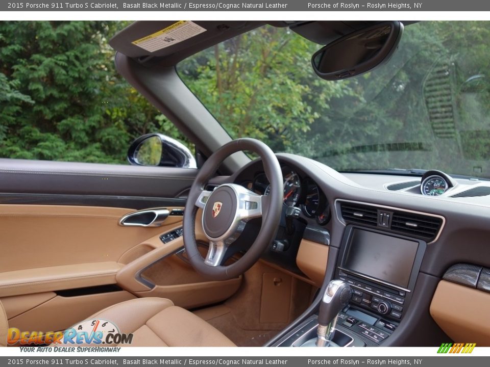 2015 Porsche 911 Turbo S Cabriolet Basalt Black Metallic / Espresso/Cognac Natural Leather Photo #17