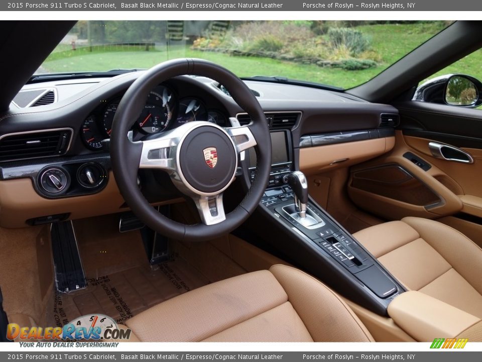 2015 Porsche 911 Turbo S Cabriolet Basalt Black Metallic / Espresso/Cognac Natural Leather Photo #22