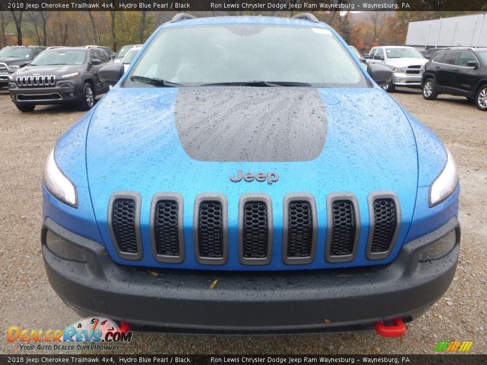 2018 Jeep Cherokee Trailhawk 4x4 Hydro Blue Pearl / Black Photo #8
