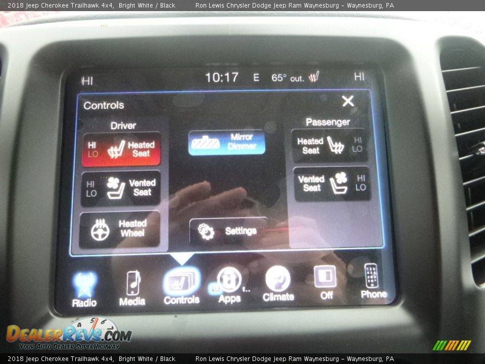 2018 Jeep Cherokee Trailhawk 4x4 Bright White / Black Photo #20