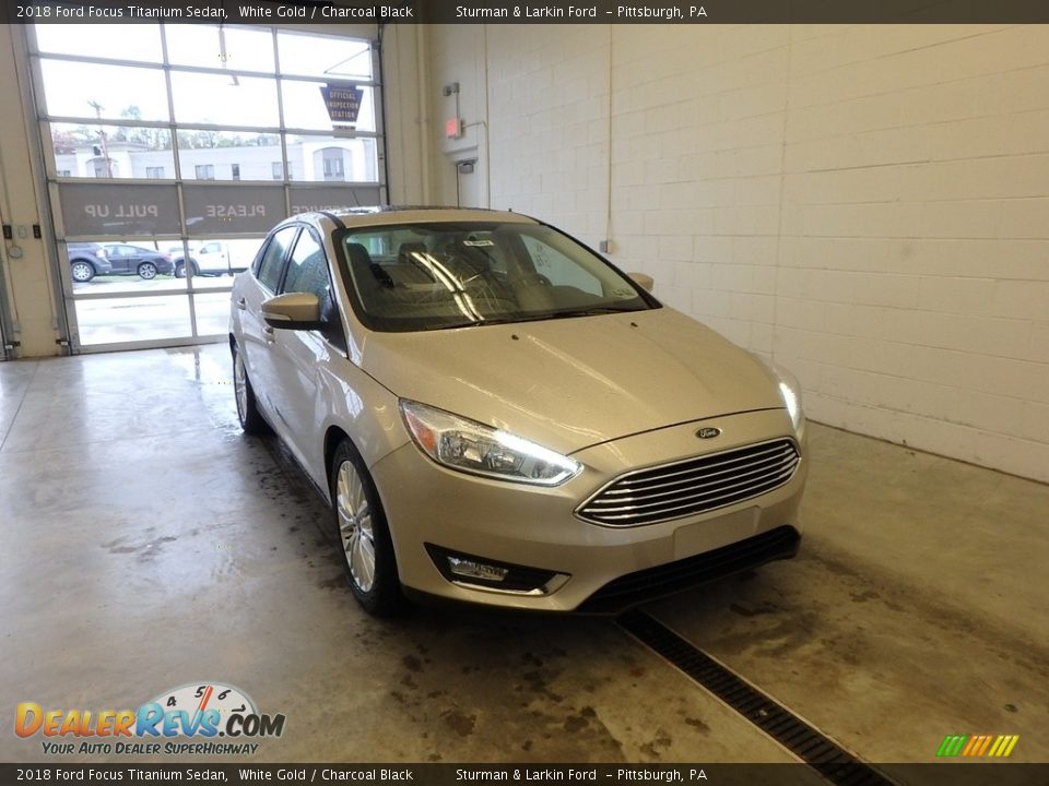2018 Ford Focus Titanium Sedan White Gold / Charcoal Black Photo #1
