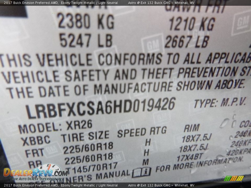 2017 Buick Envision Preferred AWD Ebony Twilight Metallic / Light Neutral Photo #16