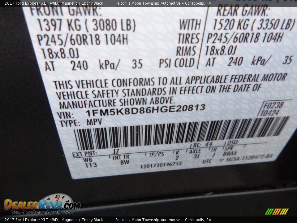 2017 Ford Explorer XLT 4WD Magnetic / Ebony Black Photo #13
