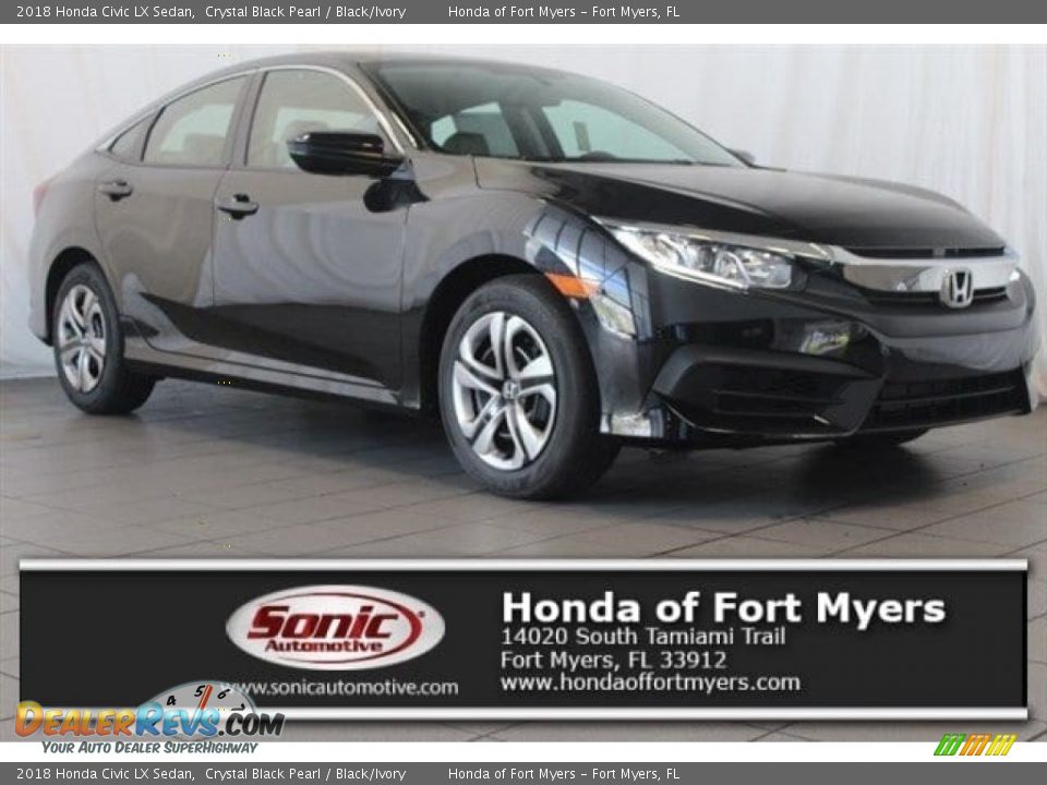 2018 Honda Civic LX Sedan Crystal Black Pearl / Black/Ivory Photo #1