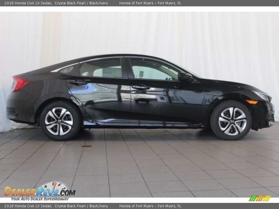 2018 Honda Civic LX Sedan Crystal Black Pearl / Black/Ivory Photo #3
