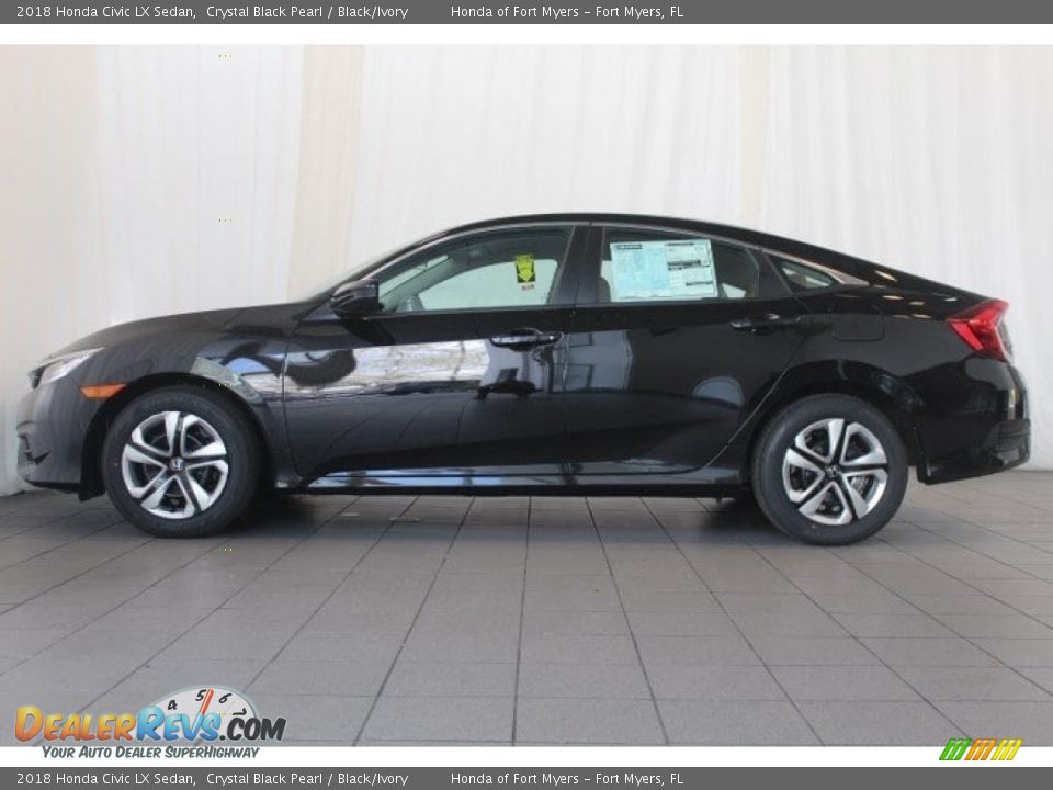 2018 Honda Civic LX Sedan Crystal Black Pearl / Black/Ivory Photo #5