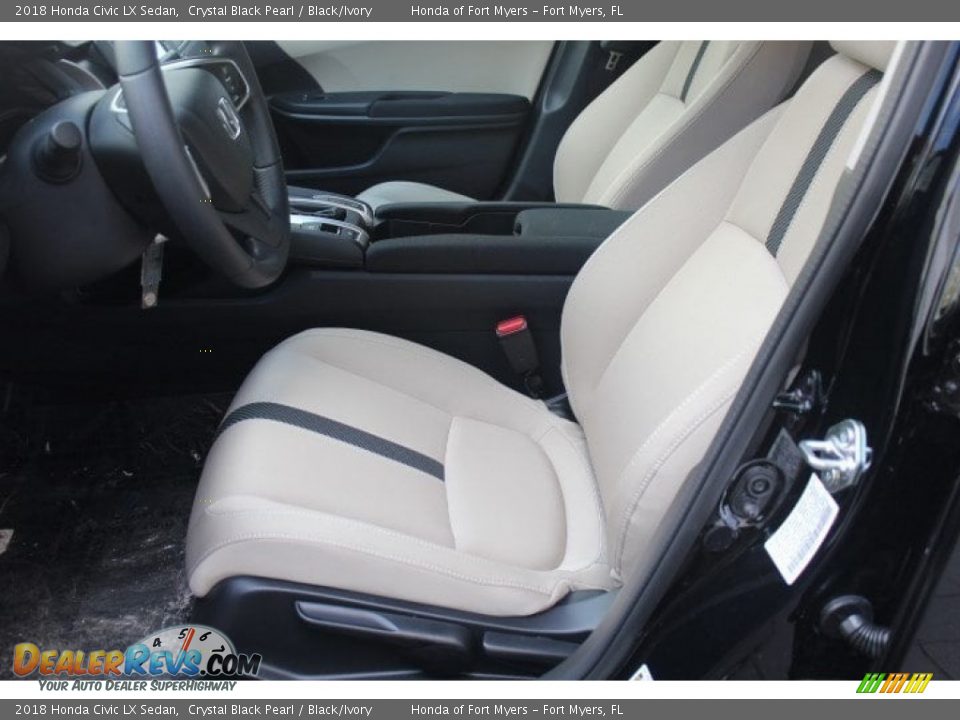 2018 Honda Civic LX Sedan Crystal Black Pearl / Black/Ivory Photo #10