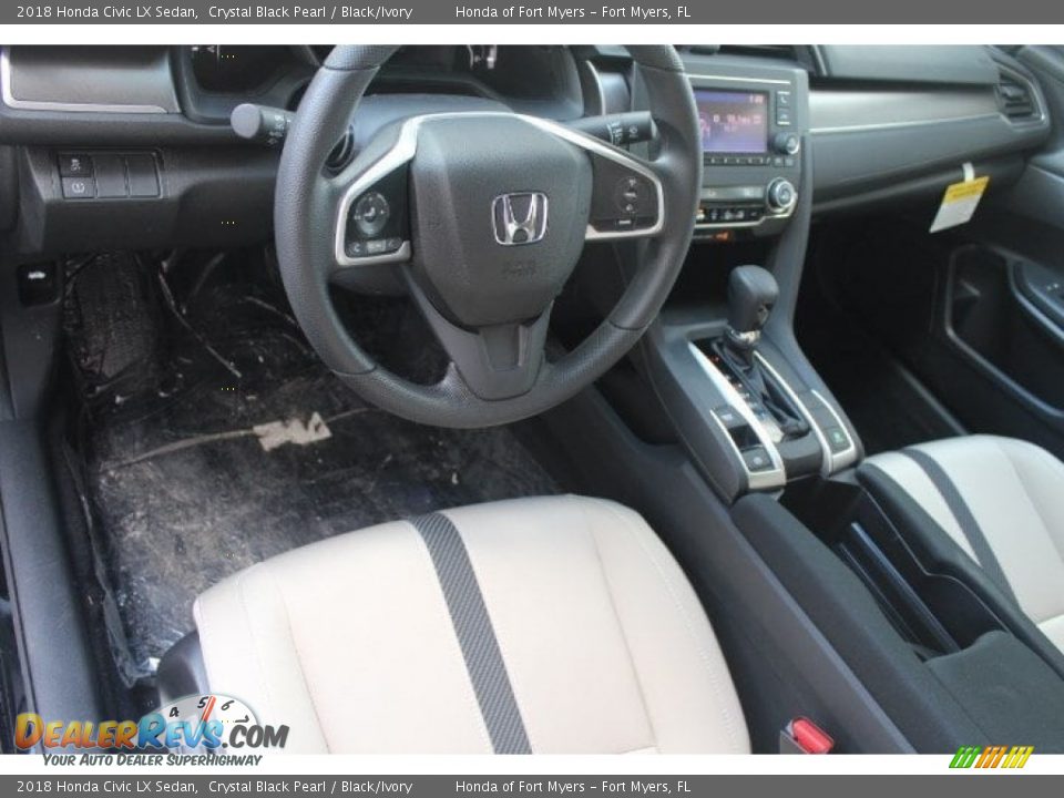 2018 Honda Civic LX Sedan Crystal Black Pearl / Black/Ivory Photo #11
