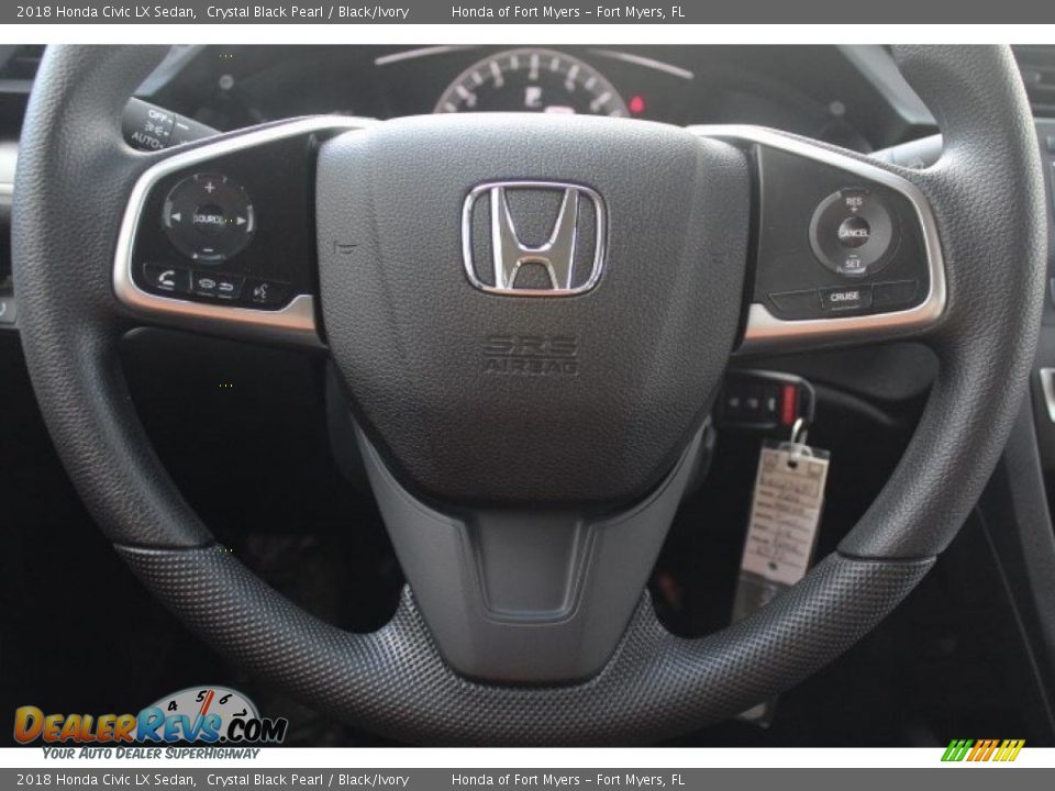 2018 Honda Civic LX Sedan Crystal Black Pearl / Black/Ivory Photo #12