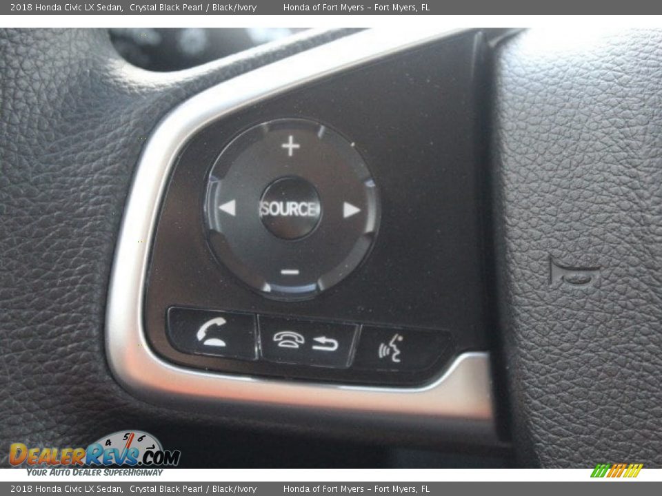 2018 Honda Civic LX Sedan Crystal Black Pearl / Black/Ivory Photo #13